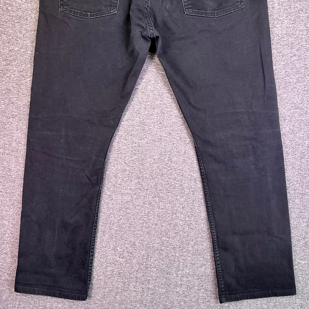 Levis 513 Slim Straight Jeans Mens 36x30 Black Distressed Grunge Stretch Casual‎